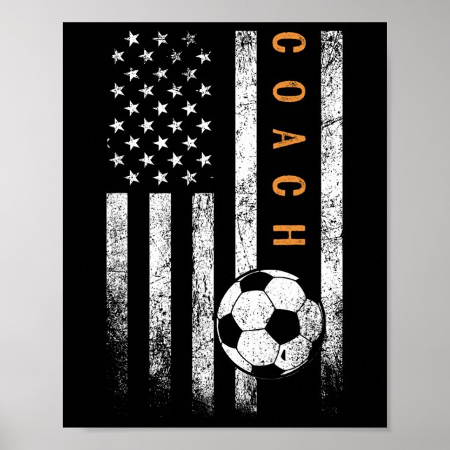 Soccer Coach American Flag Design Soccer Trainer C Poster (Framsidan)