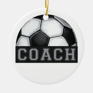 Soccer Coach Julgransprydnad Keramik