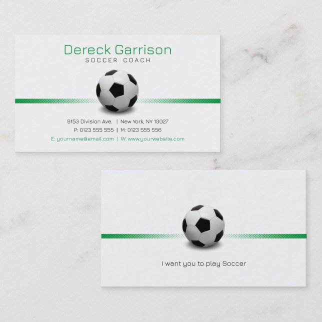 Soccer Coach | Professionell Sports Visitkort (Fram/baksida)
