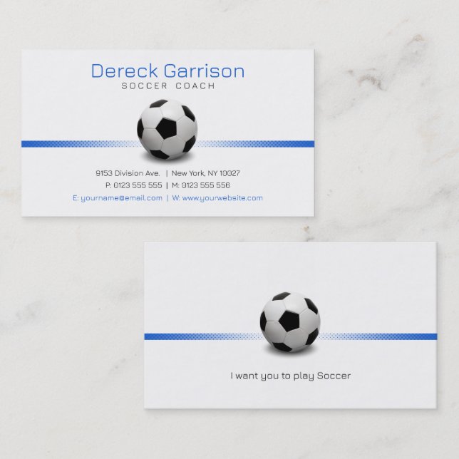Soccer Coach | Professionell Sports Visitkort (Fram/baksida)