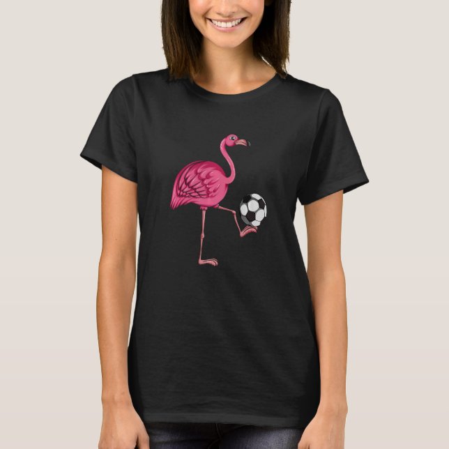 Soccer Coach Soccer Player Pink Flamingo Soccer T Shirt (Framsida)