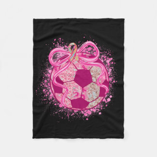 Soccer Coquette Bow Breast Cancer Awareness Pink R Fleecefilt