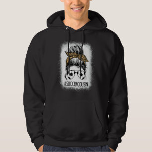 Soccer Cousin Life Messy Bun Leopard Mors dag Hoodie