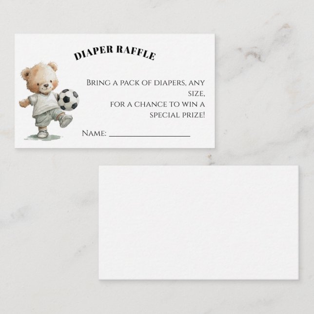 Soccer Diaper Raffle Card | A Little All-Star Tilläggskort (Fram/baksida)