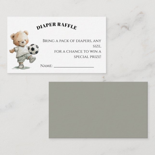 Soccer Diaper Raffle Card | A Little All-Star Tilläggskort (Fram/baksida)