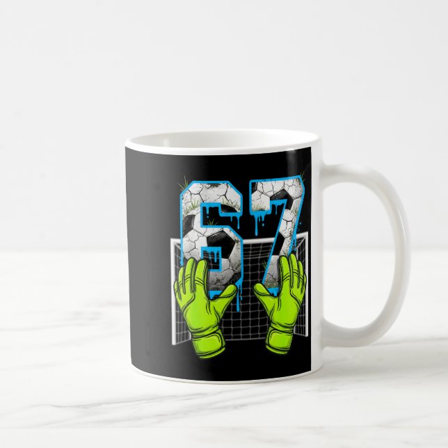 Soccer Drip 67 Six Seven Funny Gen Alpha Meme Desi Kaffemugg (Höger)