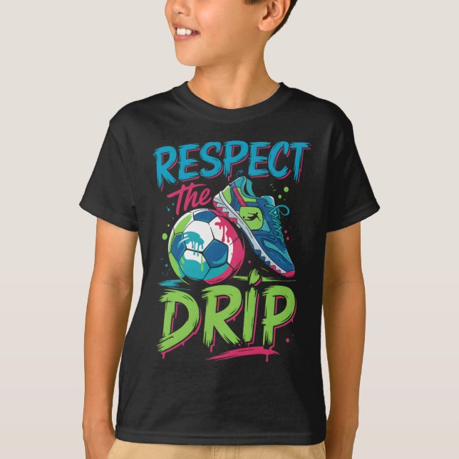 Soccer Drip Melting Ice Cream Respect The Drip Boy T Shirt (Framsida)