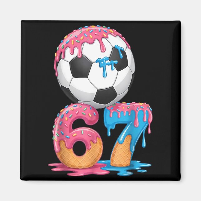 Soccer Drip Number 67 Boys Soccer Player 67  Magnet (Framsidan)