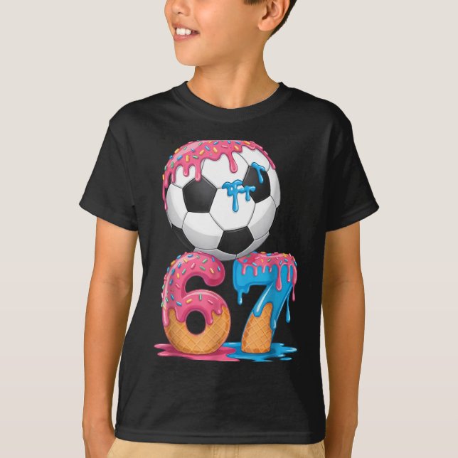 Soccer Drip Number 67 Boys Soccer Player 67  T Shirt (Framsida)