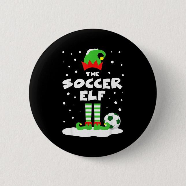 Soccer Elf Matching Group Family Holiday Christmas Knapp (Framsida)