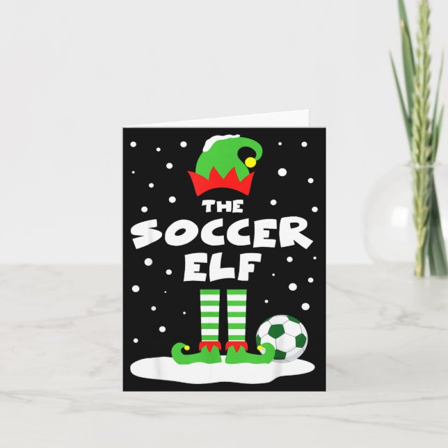 Soccer Elf Matching Group Family Holiday Christmas Kort (Framsida)