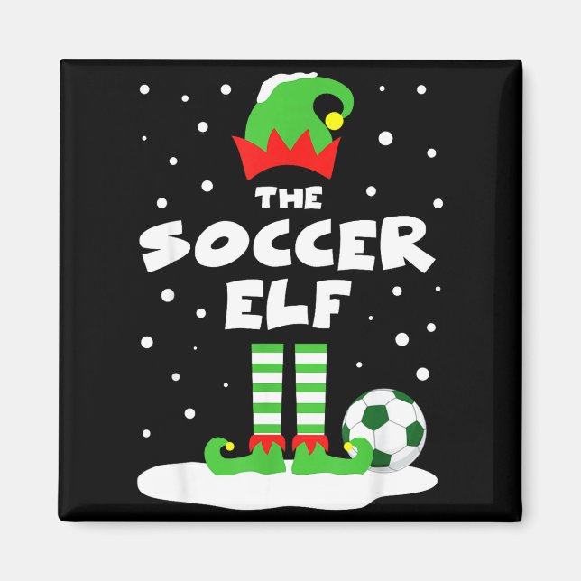 Soccer Elf Matching Group Family Holiday Christmas Magnet (Framsidan)