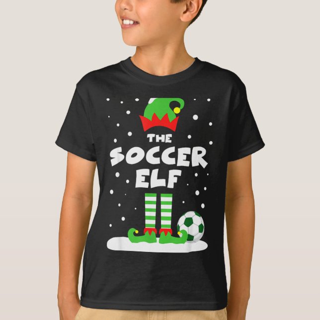 Soccer Elf Matching Group Family Holiday Christmas T Shirt (Framsida)