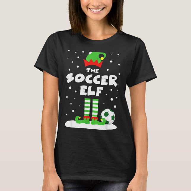 Soccer Elf Matching Group Family Holiday Christmas T Shirt (Framsida)