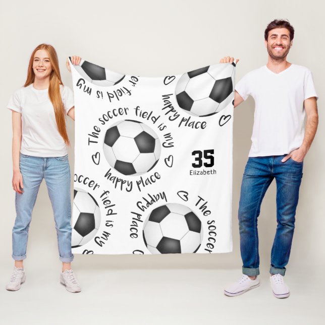 Soccer fält är mina lycklig-ställe-flickors sport fleecefilt (På plats)