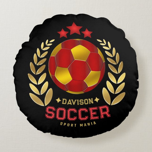 Soccer Fan Logo Rund Kudde (Framsidan)