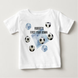 Soccer First Year Down Birthday Party T Shirt