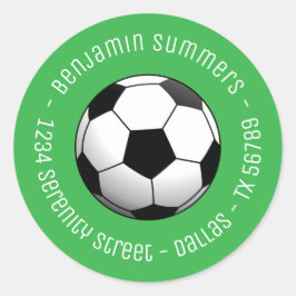 Soccer Football Ball on Green Custom Text Runt Klistermärke