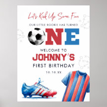 Soccer Football Sports 1st Birthday Welcome Sign