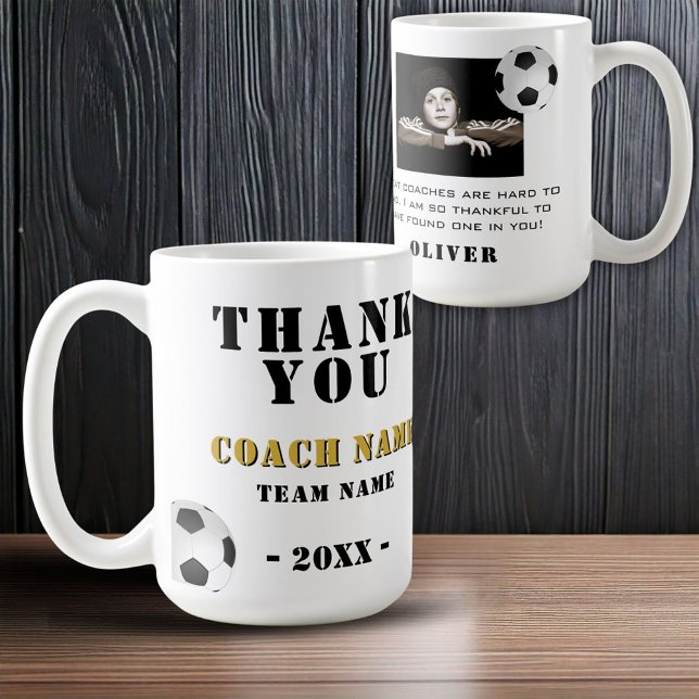 Soccer Football Sports Photo Thank you Coach  Kaffemugg (Skapare uppladdad)
