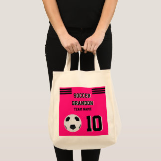 Soccer fuchia black tobag personlig gol mamma tygkasse