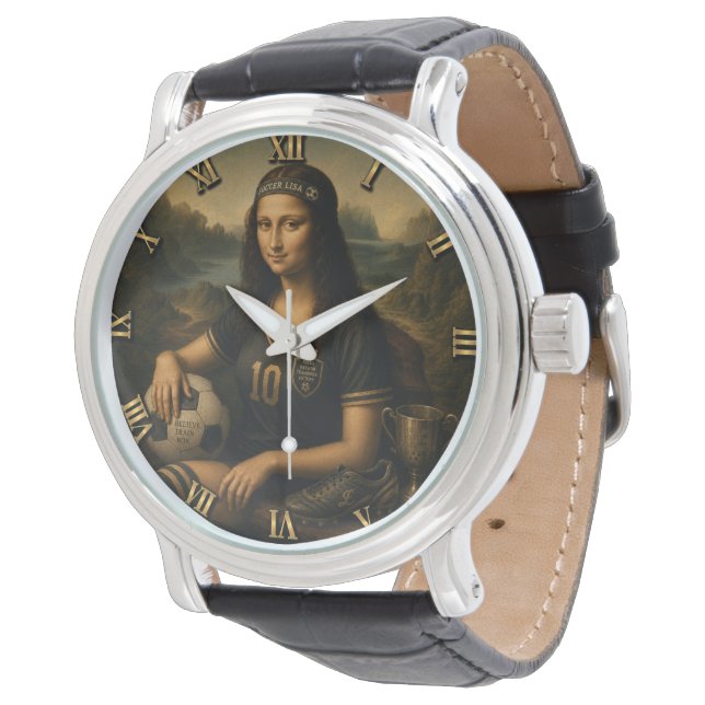 Soccer Funny Mona Lisa Armbandsur (Vinklad)