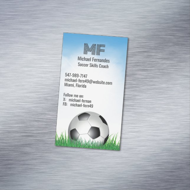 Soccer Futball Coach Magnetiska Visitkort (In Situ)