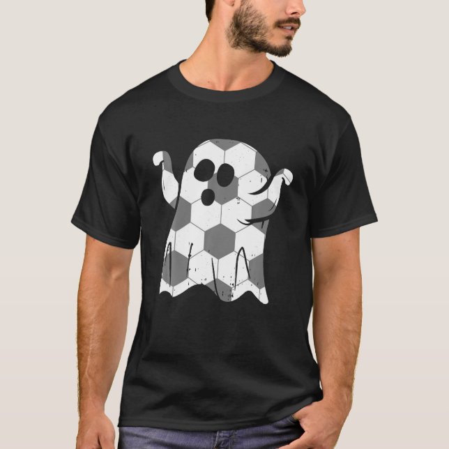 Soccer Ghost Bus eller godis Funny Halloween Socce T Shirt (Framsida)
