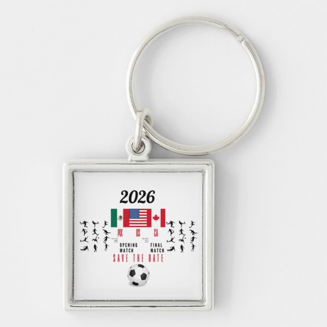 Soccer Gifts for Fans Fyrkantig Silverfärgad Nyckelring (Framsidan)