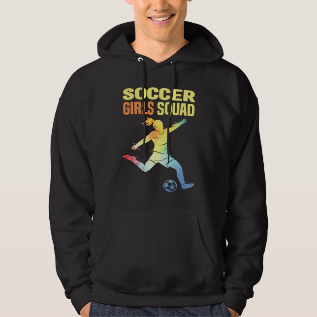 Soccer Girls Squad Kids And Women Soccer Hoodie (Framsida)