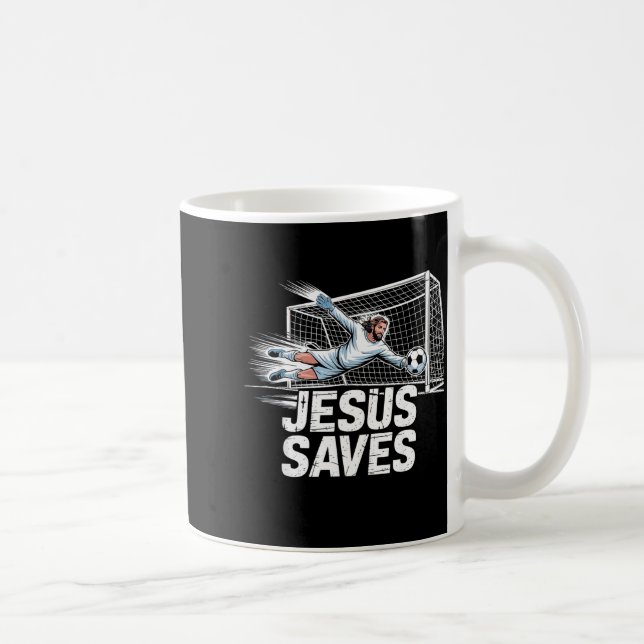 Soccer Goalie Goalkeeper Jesus Saves Christian Soc Kaffemugg (Höger)