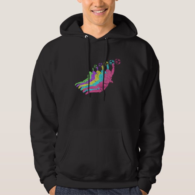 Soccer Goalie Save 80s Colors 1980s Hoodie (Framsida)