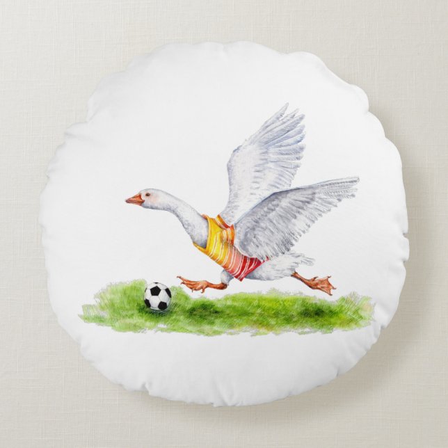 Soccer Goose Rund Kudde (Framsidan)