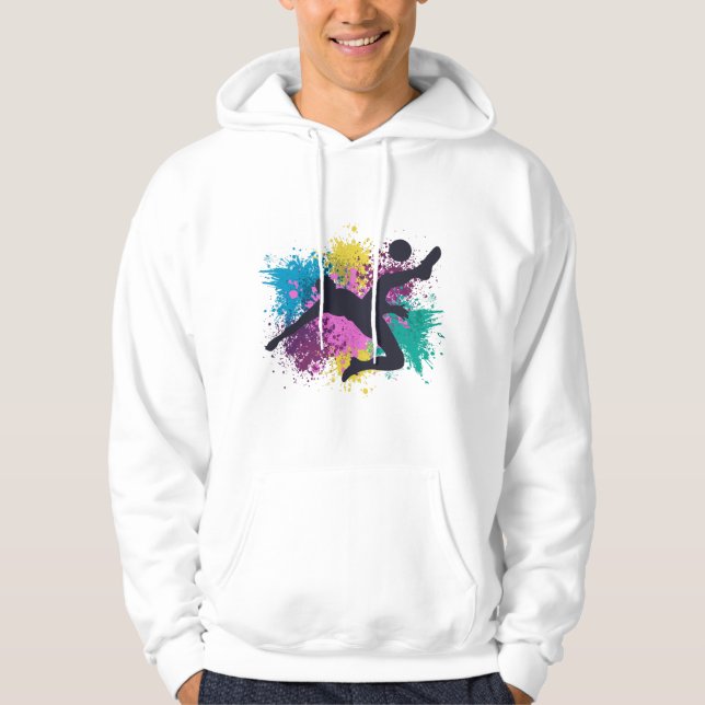 Soccer Grungy Färg Stänk Hoodie (Framsida)