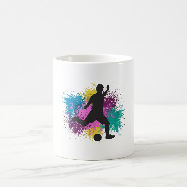 Soccer Grungy Färg Stänk Kaffemugg (Center)