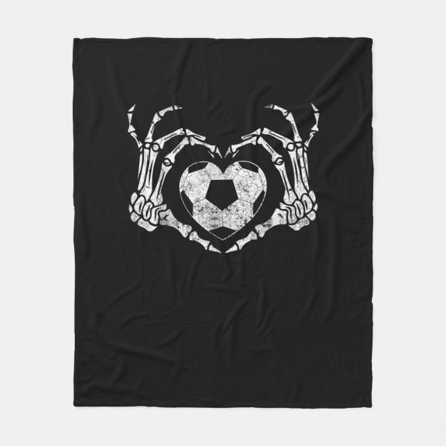 Soccer Heart Skeleton Hand Halloween Costume Fleecefilt (Framsidan)