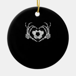 Soccer Heart Skeleton Hand Halloween Costume Julgransprydnad Keramik