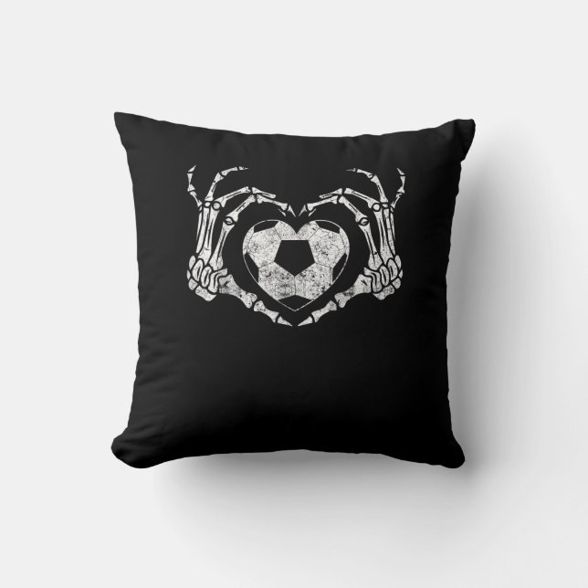Soccer Heart Skeleton Hand Halloween Costume Kudde (Framsida)