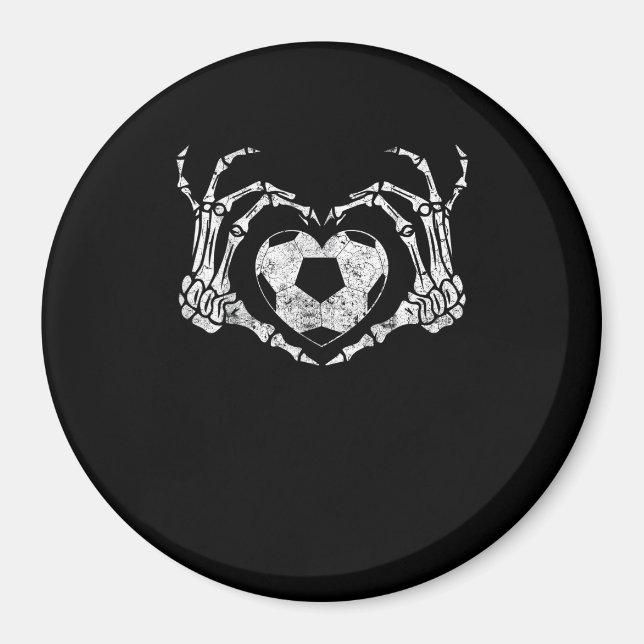 Soccer Heart Skeleton Hand Halloween Costume Magnet (Framsidan)