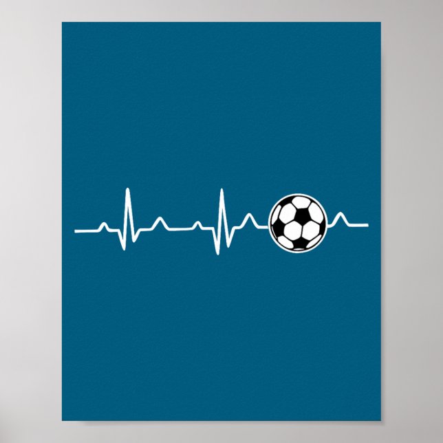 Soccer Heartbeat Football Tee Men,women Lover Foot Poster (Framsidan)