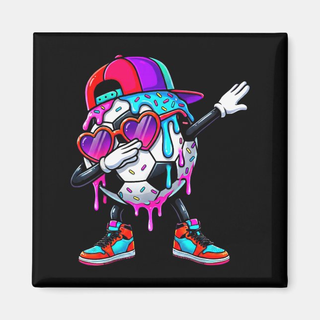 Soccer Ice Cream Drip Dabbing Sprinkles Srts Boys  Magnet (Framsidan)