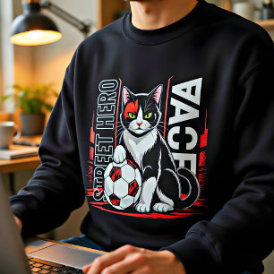 Soccer Katt Älskare T-shirt – Roligt Fotboll Prese Lång Ärmad Tröja
