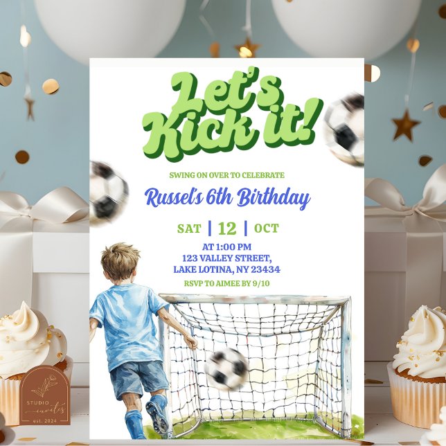 Soccer Kick off some fun Boy Birthday Inbjudningar (Skapare uppladdad)