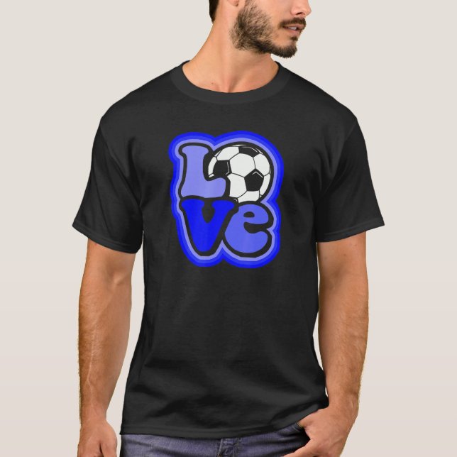 Soccer Love for Teen Girls & Women Shades of Blue  T Shirt (Framsida)