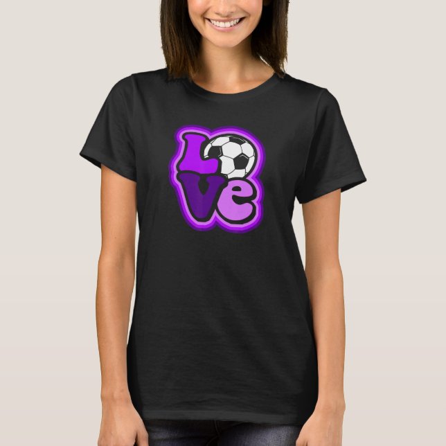 Soccer Love for Teen Girls & Women Shades of Purpl T Shirt (Framsida)