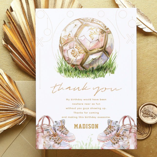 Soccer Luxury Girl Birthday Tack Kort (Skapare uppladdad)
