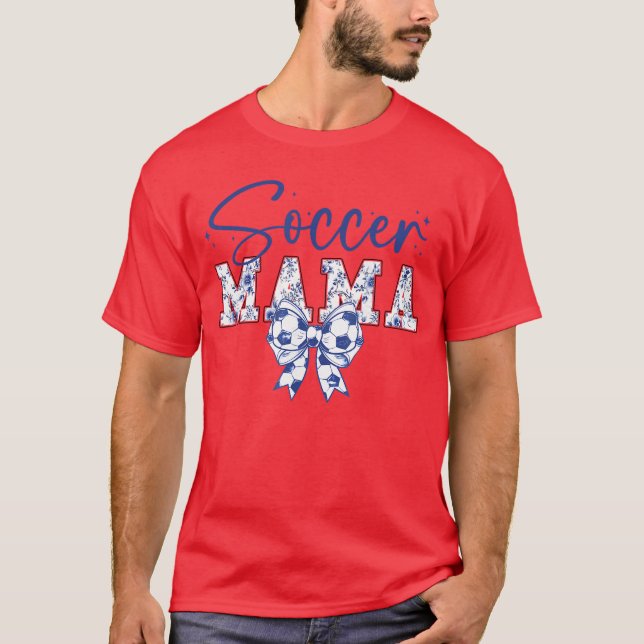 Soccer Mama Coquette Bow Funny Soccer Cheer Mama g T Shirt (Framsida)