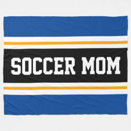 SOCCER MAMMA Blue Black White Gult Tävla Rand Fleecefilt