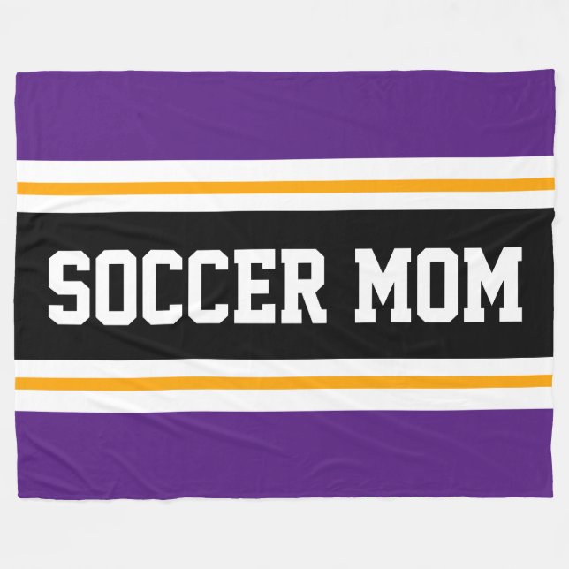 SOCCER MAMMA Fold Lila Black Gult Tävla Rand Fleecefilt (Framsidan (Horisontell))