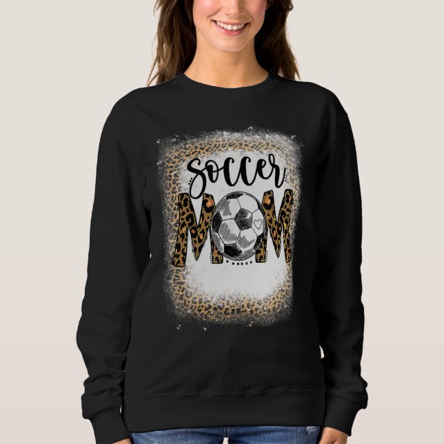 Soccer Mamma Leopard Mönster Bleached Cheer Mamma  T Shirt (Framsida)